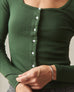 Women's Luxe Rib Square Neck Cardigan - Green Moss